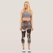 Rustikales Südwestküstenbraunes Ledermuster Capri Leggings (Vorderseite)