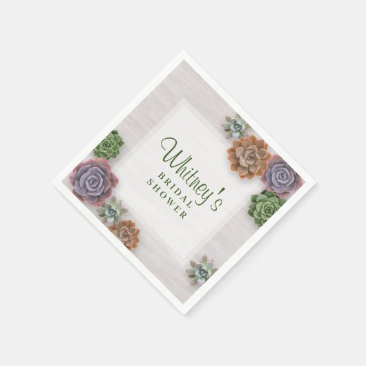 Rustikales Sukkularisches Brautparty Serviette (Ecke)