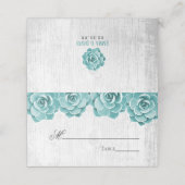 Rustikales, sukkulentes, florales Elegant Hochzeit Platzkarte (Außenseite Aufgefaltet)