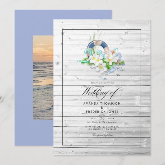 Rustikales Summer Beach Hochzeitsfest Foto Einladu Einladung (Vorne/Hinten)