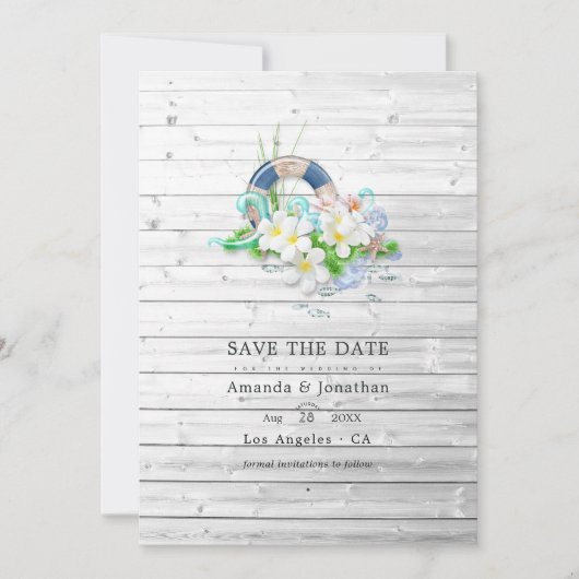 Rustikales Summer Beach Wedding Foto Save The Date (Vorderseite)