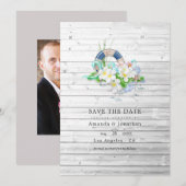 Rustikales Summer Beach Wedding Foto Save The Date (Vorne/Hinten)