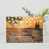 Rustikales Sunset Palm Beach Wine Barrel Brautpart Einladung (Stehend Vorderseite)