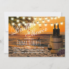 Rustikales Sunset Palm Beach Wine Barrel Brautpart Einladung
