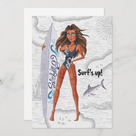 Rustikales Surf Beach Bachelorette Einladung (Vorne/Hinten)