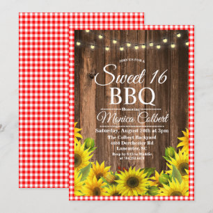 Rustikales Sweet 16 GRILLEN Sonnenblume Einladung