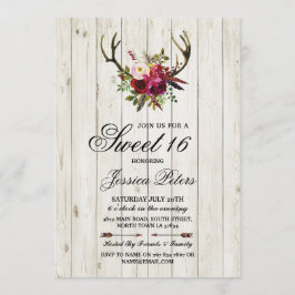 Rustikales Sweet 16 Party Floral Antlers Stag Einl Einladung