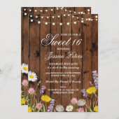Rustikales Sweet 16 Party Wilde Blume laden ein Einladung (Vorne/Hinten)