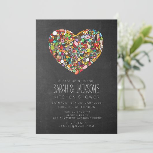 Rustikales Tafel-Paar-Küchen-Duschen-Party Einladung (Stehend Vorderseite)