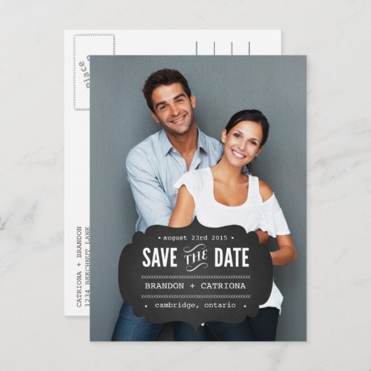 Rustikales Tafelschild | Save the Date Postkarte (Vorne/Hinten)