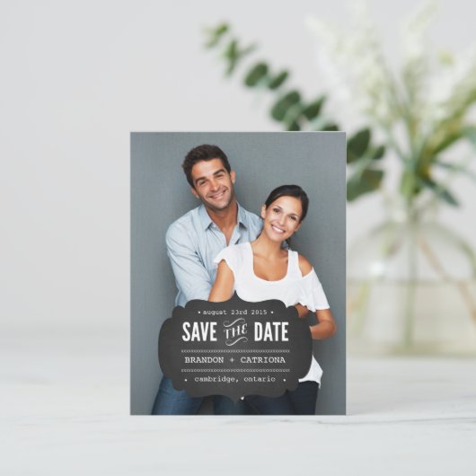 Rustikales Tafelschild | Save the Date Postkarte (Stehend Vorderseite)