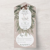 Rustikales Tan Pine Winter Sparkone All In One Einladung (Innen Boden)
