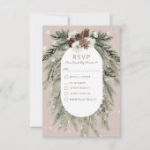 Rustikales Tan Pine Winter Sparkone RSVP Karte (Vorderseite)
