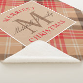 Rustikales Tan Red Tartan Kariertes Weihnachtsmono Sherpadecke (3/4)