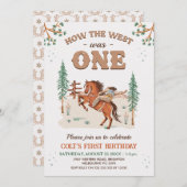 Rustikales Tan Woodland wie West war ein 1. Geburt Einladung (Vorne/Hinten)