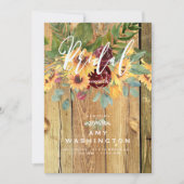 Rustikales Tanzen Sonnenblumen Dusty Rose Brautpar Einladung (Vorderseite)