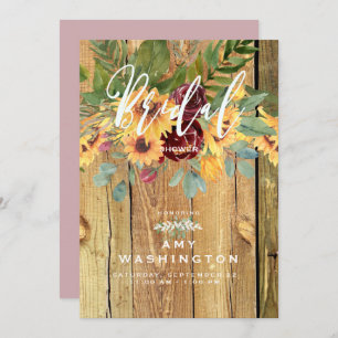 Rustikales Tanzen Sonnenblumen Dusty Rose Brautpar Einladung