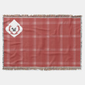 Rustikales Tartan Burgundy Red Monogram Decke (Vorderseite)