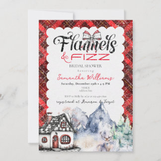 Rustikales Tartan Flannel & Fizz Brautparty Einladung