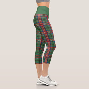 Rustikales Tartan Kariert Red Green Karo Mama Capri Leggings