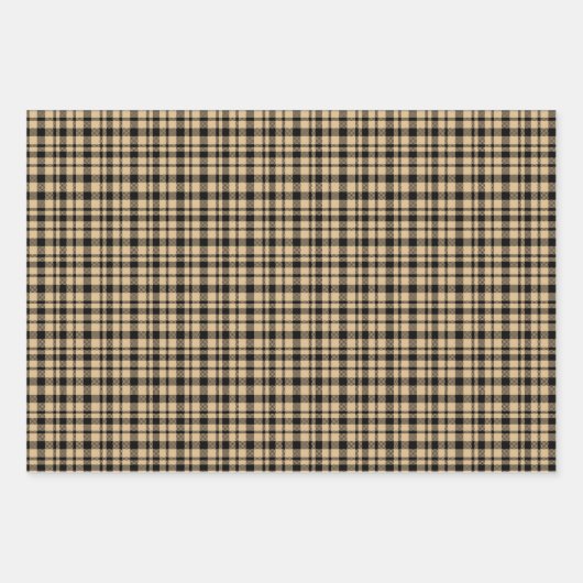 Rustikales Tartan Kariertes Muster Drei Seiten Geschenkpapier Set (Vorderseite)