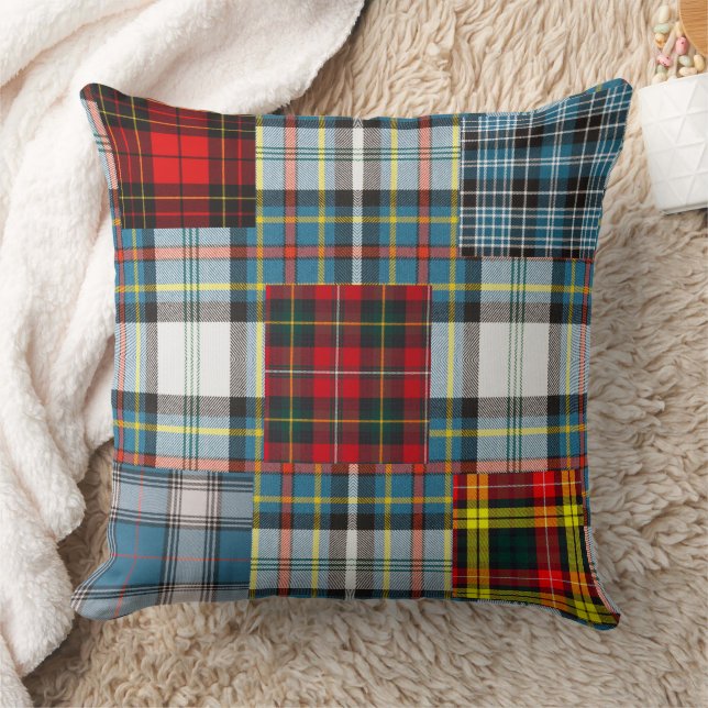 Rustikales Tartan-Muster, Kariertes farbiges Muste Kissen (Decke)