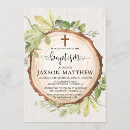 Rustikales TaufewaldHerbstlaubgrün Einladung