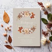 Rustikales Taupe Fall Blumendörfchen Erntedank Einladung