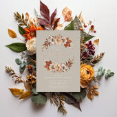 Rustikales Taupe Fall Blumendörfchen Erntedank Folieneinladung