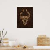 Rustikales Taurus Zodiac Zeichen auf Stone Effekt Poster (Küche)