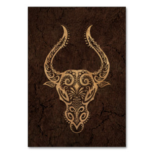 Rustikales Taurus Zodiac Zeichen auf Stone Effekt Tischnummer