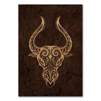 Rustikales Taurus Zodiac Zeichen auf Stone Effekt Tischnummer