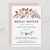 Rustikales Terracotta Blush Boho Brautparty Einladung (Vorne/Hinten)