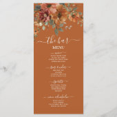 Rustikales Terracotta Burnt Orange Blumenmenü Programm (Rückseite)
