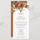 Rustikales Terracotta Burnt Orange Blumenmenü Programm (Vorne/Hinten)