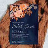 Rustikales Terracotta Floral Navy Blue Brautparty Einladung