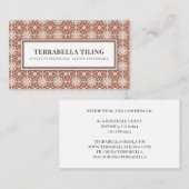 Rustikales Terracotta Geometrisches Fliesenmuster  Visitenkarte (Vorne/Hinten)