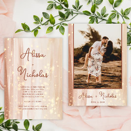 Rustikales Terracotta Gold Aquarell Foto Hochzeit Einladung