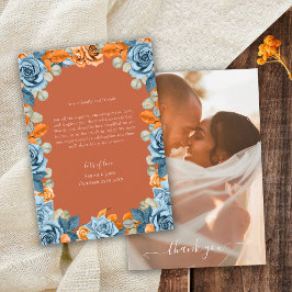 Rustikales Terracotta Navy Blue and Rust Wedding F Dankeskarte