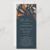 Rustikales Terracotta & Navy Hochzeitsfeierprogram (Vorderseite)