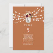 Rustikales Terracotta Orange Wedding Chart (Rückseite)