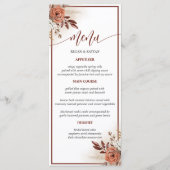 Rustikales Terracotta Pampas Grass Floral Wedding  Menükarte (Vorderseite)