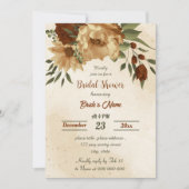 rustikales Terrakotta, florales botanisches Brautp Einladung (Vorderseite)