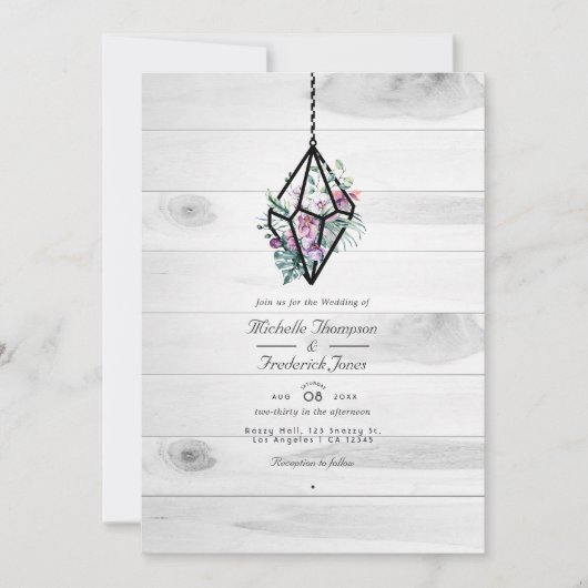 Rustikales Terrarium QR Code Garden Wedding Einladung (Vorderseite)