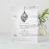 Rustikales Terrarium QR Code Garden Wedding Einladung (Stehend Vorderseite)