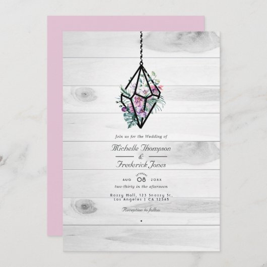 Rustikales Terrarium QR Code Garden Wedding Einladung (Vorne/Hinten)