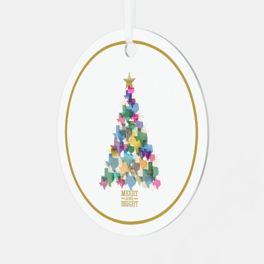 Rustikales Texas Christmas Tree Foto Ornament Aus Metall (Vorderseite links)