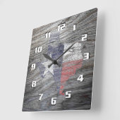 Rustikales Texas-Flag auf Holzstruktur Quadratische Wanduhr (Winkel)