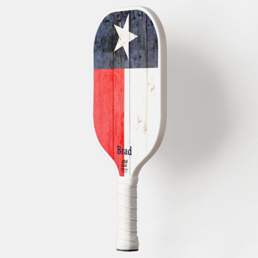 Rustikales Texas-Flag Personalisiertes Pickleball- Pickleball Schläger (Links)
