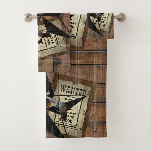 Rustikales Texas Star Western Duale Pistolen Gewol Badhandtuch Set (Insitu)